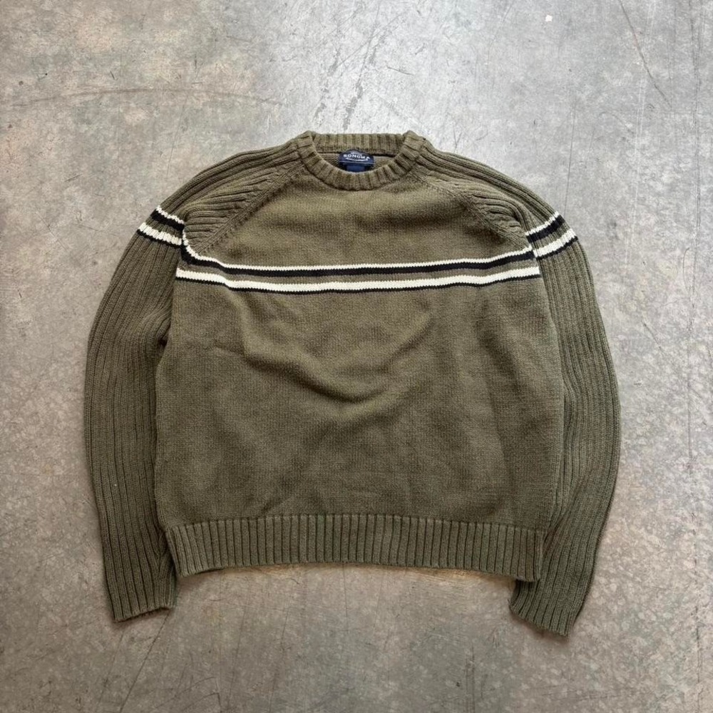 Vintage Sonoma y2k Skate Surf Striped Cotton Sweater Size Xl